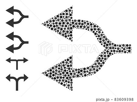 Dotted Split Arrows Left Mosaic of Circles and Similar Icons 83609398