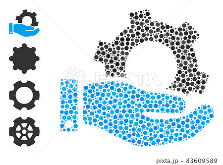 Dotted Service Collage of Rounded Dots with Similar Icons Dotted Service Collage of Rounded Dots with Similar Icons 83609589