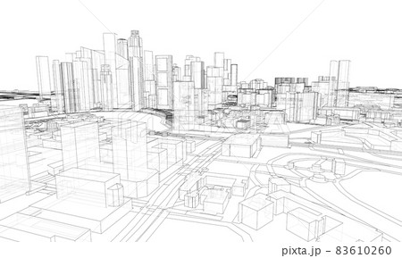 City view. Buildings and streets. Vector City view. Buildings and streets. Vector 83610260