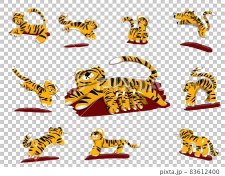 色々なポーズのトラの絵 83612400