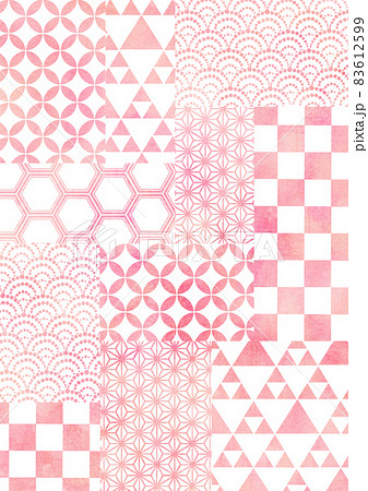 和柄パッチワーク壁紙 桃色 和柄パッチワーク壁紙 桃色 83612599