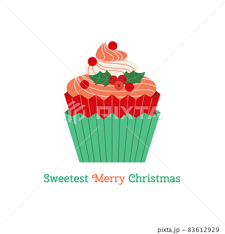 Sweet Christmas dessert cupcake cute vector icon 83612929