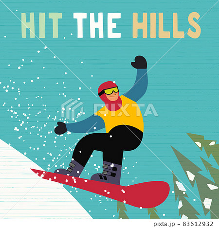 Winter mountain fun sport cute vector poster 83612932