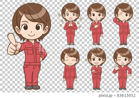 整備士の女性　全身　セット 83613052