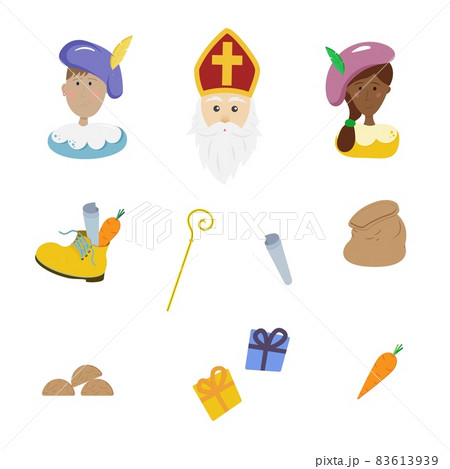 Dutch holiday Sinterklaas characters set 83613939