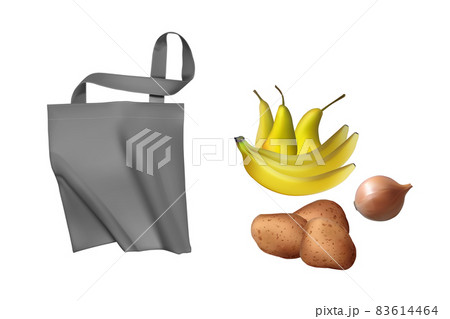Realistic gray eco bags for fruits and vegetables Realistic gray eco bags for fruits and vegetables 83614464