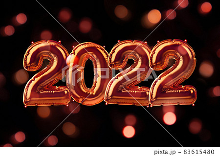 3D Render of red inflatable foil balloons set with bokeh lights. Bright party 2022 decoration figures. New year celebration postcard. Graphic elements for Xmas design. Happy holidays background 3D Render of red inflatable foil balloons set with bokeh lights. Bright party 2022 decoration figures. New year celebration postcard. Graphic elements for Xmas design. Happy holidays background 83615480