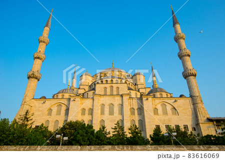 Blue Mosque at sunrise, Istanbul - Turkey. The largest mosque in Istanbul. Blue Mosque at sunrise, Istanbul - Turkey. The largest mosque in Istanbul. 83616069