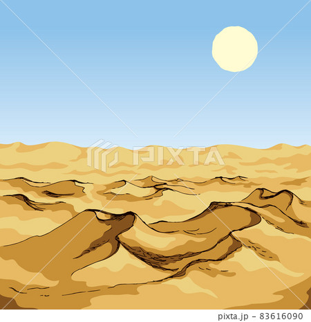 Dunes in the desert. Vector drawing 83616090