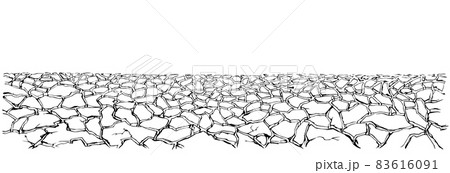 Dry cracked earth. Vector drawing 83616091