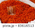 Shafran spice on the bazaar in an Arab country. A healthy addition to food, dried seasoning. 83616513
