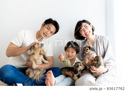 家族写真　愛犬　カニンヘンダックスフンド 83617762