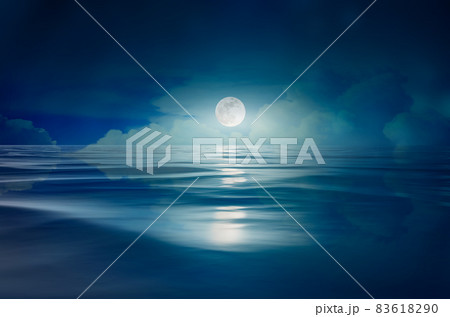 full moon in the sea at night 83618290