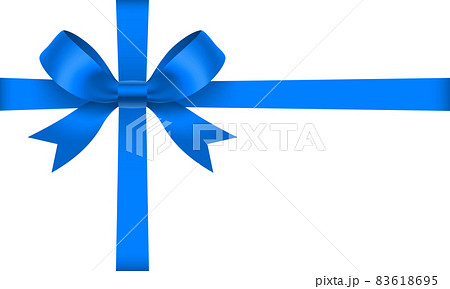 リボン プレゼント 青色 高級感 飾り 贈り物 素材のイラスト素材