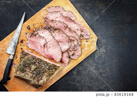Traditional lunch meat with sliced cold cuts roast beef  83619168