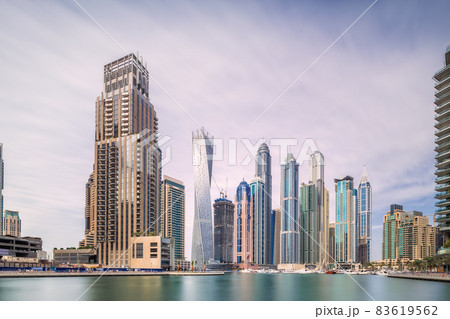 Day view of Dubai Marina bay with clear sky, UAE Day view of Dubai Marina bay with clear sky, UAE 83619562