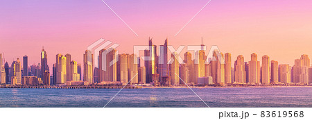 Dubai Marina bay view from Palm Jumeirah, UAE 83619568