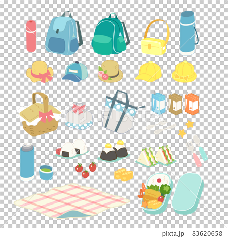一組野餐美食和背包水壺 83620658