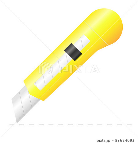 カッターナイフと切り取り線のイラストのイラスト素材 カッターナイフと切り取り線のイラストのイラスト素材