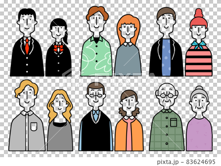 不同年齡段的情侶插畫 83624695