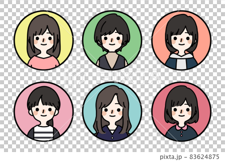 人物アイコンセット_かわいい私服の女の子 人物アイコンセット_かわいい私服の女の子 83624875