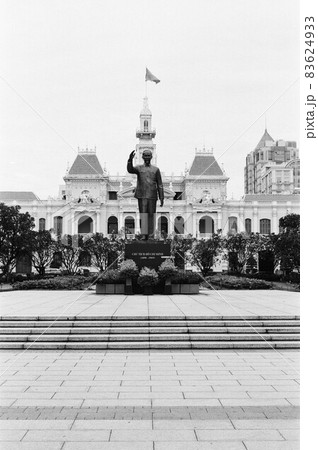 Black and white picture: landscape street life in Ho Chi Minh city 83624933