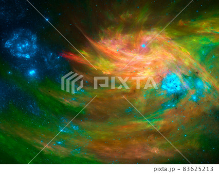 Colored strokes and glowing dots - abstract space theme background 83625213
