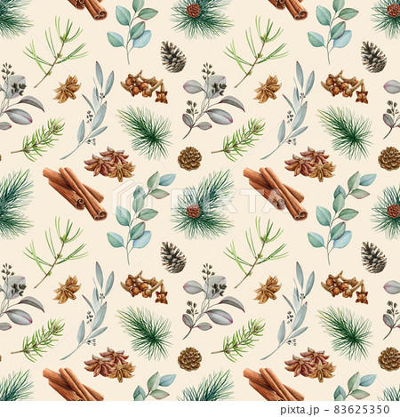 Natural spice elements seamless pattern. Hand...のイラスト素材