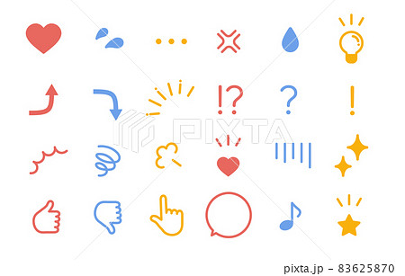 シンプルな感情表現記号アイコンセット（パステルカラー） 83625870