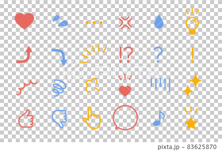 シンプルな感情表現記号アイコンセット（パステルカラー） 83625870