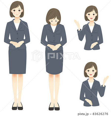 案内するスーツ姿の女性 83626276