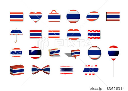 タイ 国旗イラスト21種セットのイラスト素材