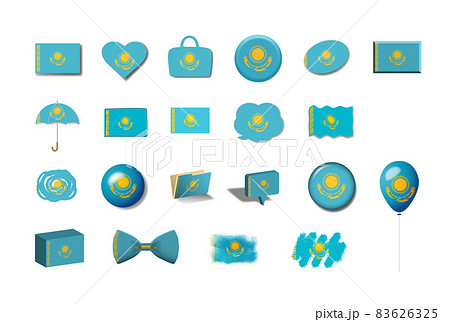 カザフスタン 国旗イラスト21種セットのイラスト素材
