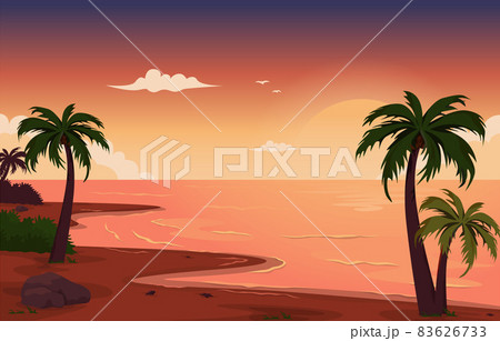 Beautiful Sunset Beach Sea Vacation Holiday のイラスト素材