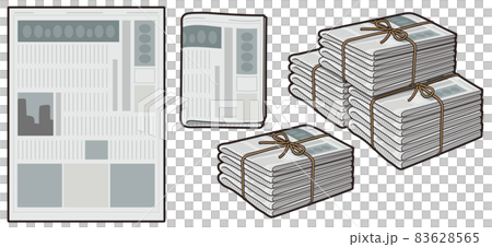 線ありの新聞紙イラストのイラスト素材