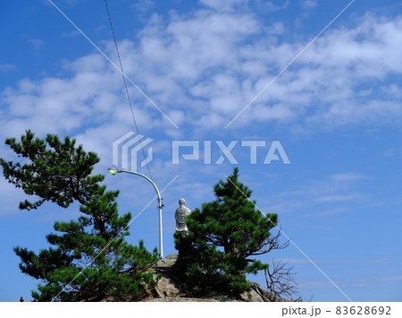 黒松と弘法大使像 83628692