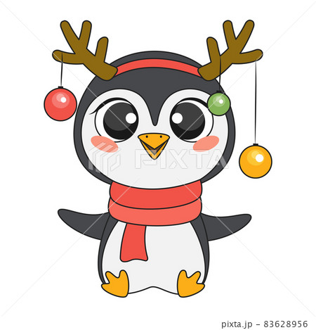 Cute christmas penguin in cartoon style. Cute christmas penguin in cartoon style. 83628956