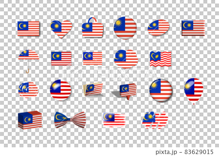 マレーシア-国旗イラスト21種セット マレーシア-国旗イラスト21種セット 83629015