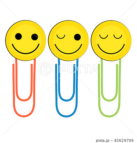 Yellow paper clips on white background. Yellow paper clips on white background. 83629709
