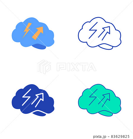 Increased energy icon set in flat and line style Increased energy icon set in flat and line style 83629825