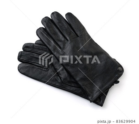 Top view of black mens leather gloves Top view of black mens leather gloves 83629904