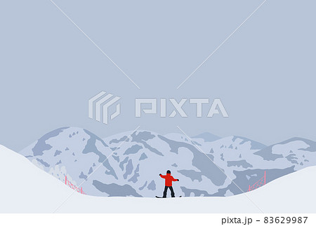 冬の雪山のある風景 83629987