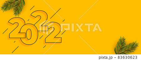 stylish yellow 2022 new year banner with pine tree leaves stylish yellow 2022 new year banner with pine tree leaves 83630623