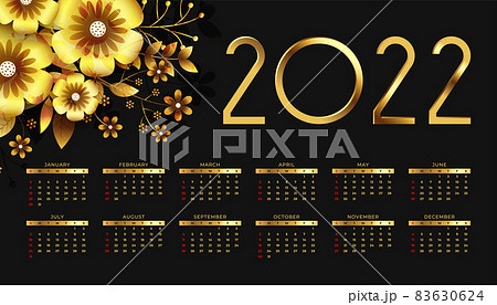 stylish golden flower 2022 new year calendar template stylish golden flower 2022 new year calendar template 83630624