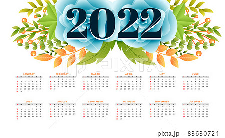 2022 stylish flower new year calendar design 83630724