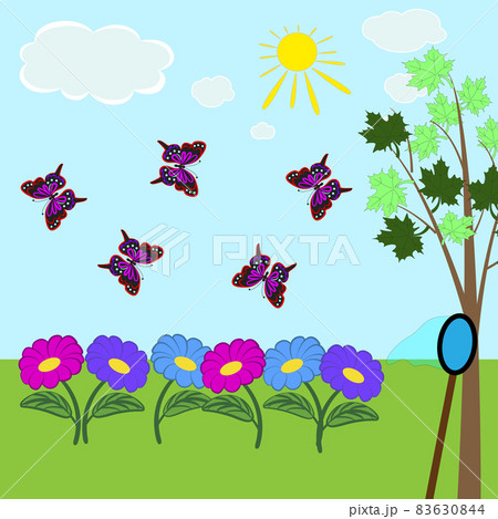 Flying butterflies in the meadow on a hot summer day. 83630844