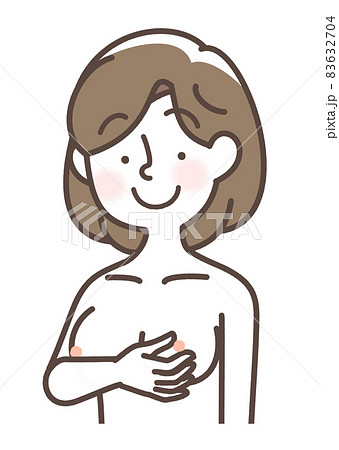 乳首の周りをチェックしている女性 乳首の周りをチェックしている女性 83632704