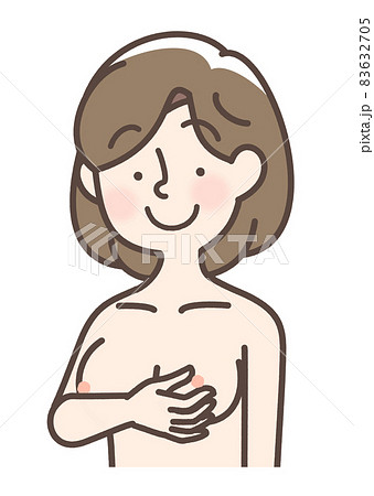 乳首の周りをチェックしている女性 乳首の周りをチェックしている女性 83632705