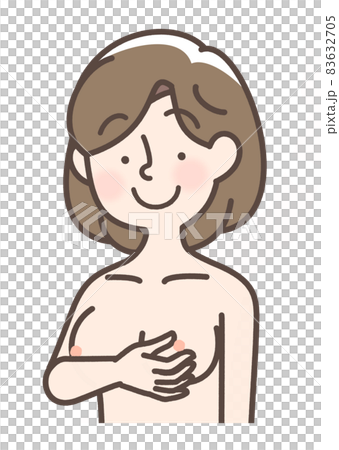 乳首の周りをチェックしている女性 乳首の周りをチェックしている女性 83632705