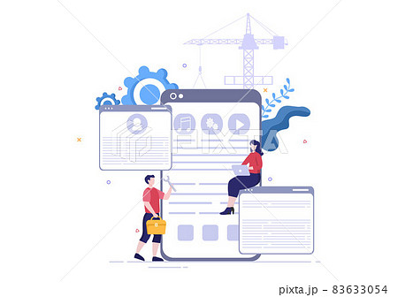 Software Development and Programming Code on Computer Vector Illustration for Technology, Engineer Team, coding, Marketing Material, Business and Presentation 83633054